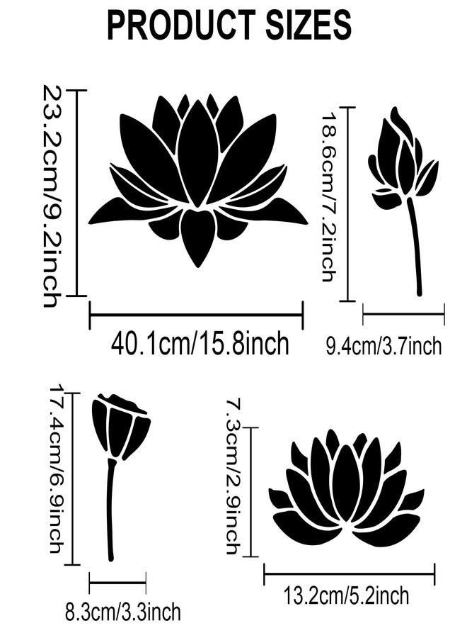 MAYJOYDIY 2pcs Lotus Stencil Summer Lotus Flower Stencil Splicing Style 11.8×11.8inch with Paint Brush Lotus Seedpod Template for Wood/Canvas/Paper/Fabric/Walls/Furniture - Image 2